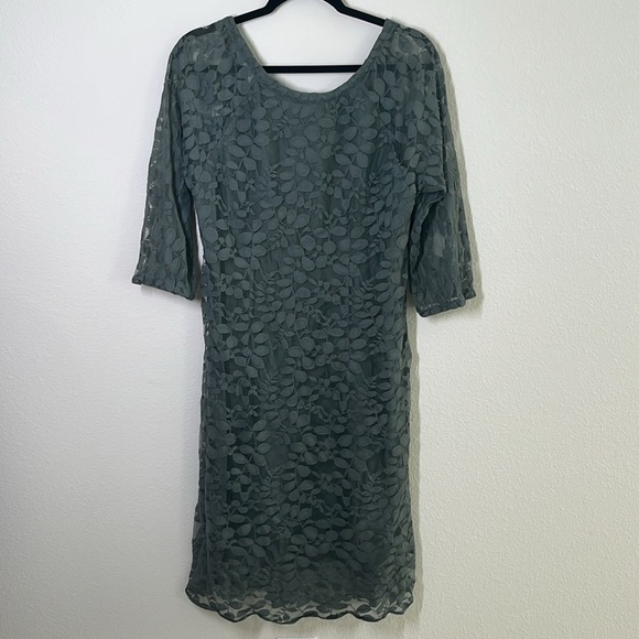 Garnet Hill Lace Overlay Floral Leaf Dress Size 12 - Picture 6 of 8